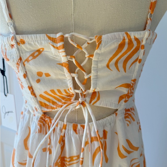 NWT -Japna white maxi dress size small orange tropical print - Picture 6 of 6